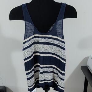 Kimchi Blue Navy and Cream Lace Tank Top